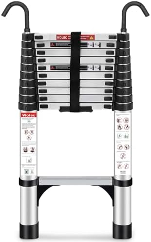 16.5 FT A Frame Telescoping Ladder - Heavy Duty 330 lbs Capacity - Adjustable Multi-Purpose Collapsible Design for Home