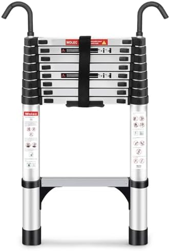 16.5 FT A Frame Telescoping Ladder - Heavy Duty 330 lbs Capacity - Adjustable Multi-Purpose Collapsible Design for Home