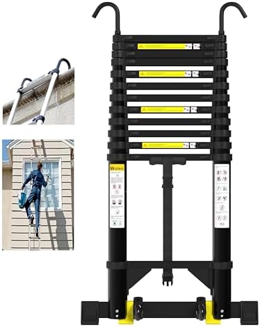 16.5 FT A Frame Telescoping Ladder - Heavy Duty 330 lbs Capacity - Adjustable Multi-Purpose Collapsible Design for Home
