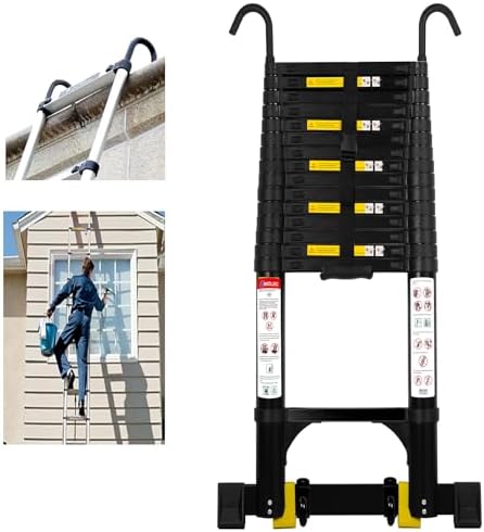 16.5 FT A Frame Telescoping Ladder - Heavy Duty 330 lbs Capacity - Adjustable Multi-Purpose Collapsible Design for Home