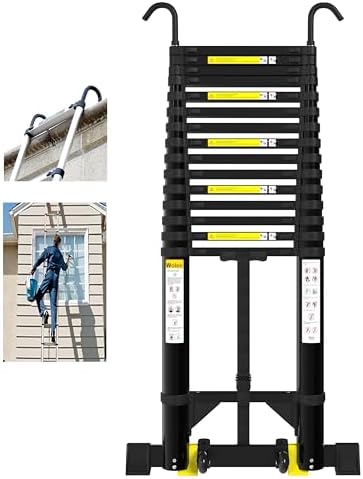 16.5 FT A Frame Telescoping Ladder - Heavy Duty 330 lbs Capacity - Adjustable Multi-Purpose Collapsible Design for Home