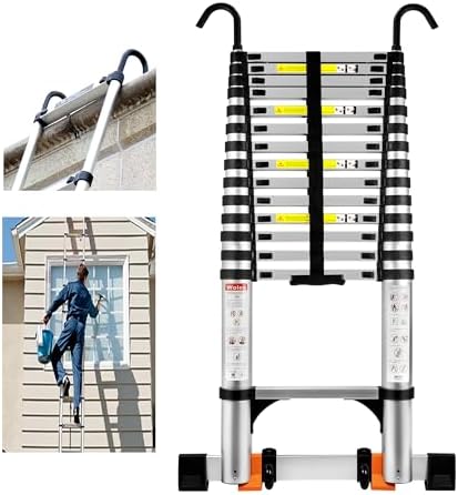 16.5 FT A Frame Telescoping Ladder - Heavy Duty 330 lbs Capacity - Adjustable Multi-Purpose Collapsible Design for Home