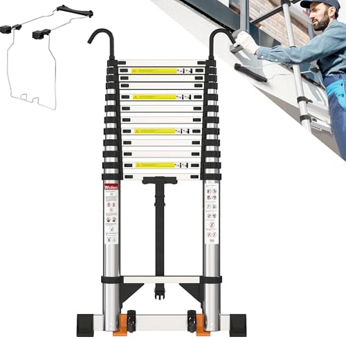 16.5 FT A Frame Telescoping Ladder - Heavy Duty 330 lbs Capacity - Adjustable Multi-Purpose Collapsible Design for Home