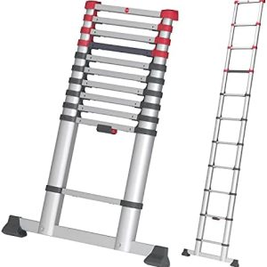 Hailo T80 FlexLine Telescoping Ladder | 11 Rungs | Height Adjustable 10.5FT | One-Hand Unlocking | Rustproof for Indoor