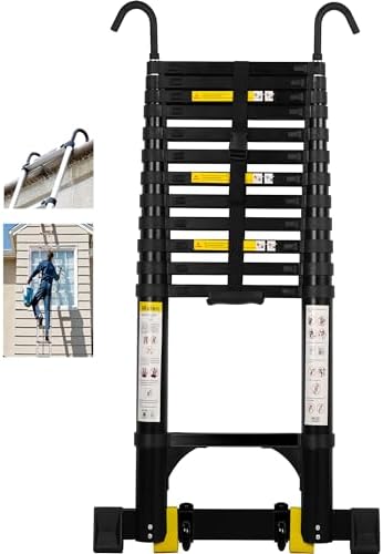 16.5 FT A Frame Telescoping Ladder - Heavy Duty 330 lbs Capacity - Adjustable Multi-Purpose Collapsible Design for Home