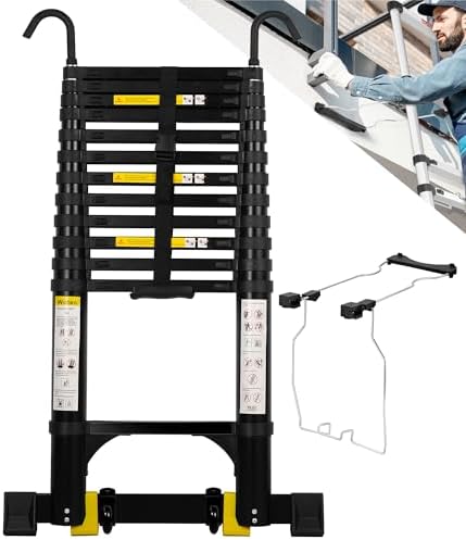 16.5 FT A Frame Telescoping Ladder - Heavy Duty 330 lbs Capacity - Adjustable Multi-Purpose Collapsible Design for Home
