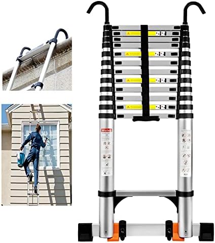 16.5 FT A Frame Telescoping Ladder - Heavy Duty 330 lbs Capacity - Adjustable Multi-Purpose Collapsible Design for Home