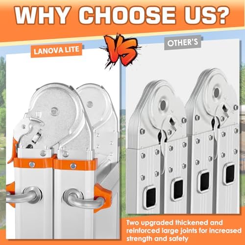 Multi Position 5 Step A Frame Ladder with Stabilizer Bar & Wheels - 330 lbs Load Capacity - Ideal for Home, Indoor & Out