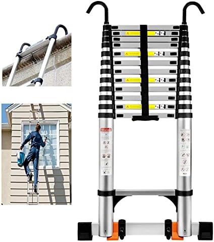 16.5 FT A Frame Telescoping Ladder - Heavy Duty 330 lbs Capacity - Adjustable Multi-Purpose Collapsible Design for Home
