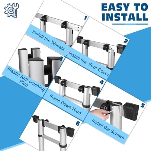 16.5 FT A Frame Telescoping Ladder - Heavy Duty 330 lbs Capacity - Adjustable Multi-Purpose Collapsible Design for Home